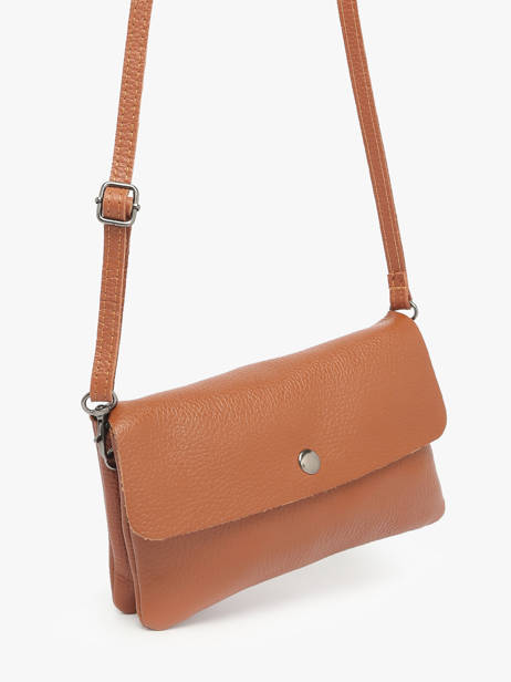Cross Body Tas Caviar Leder Milano Bruin caviar CA23067 ander zicht 1